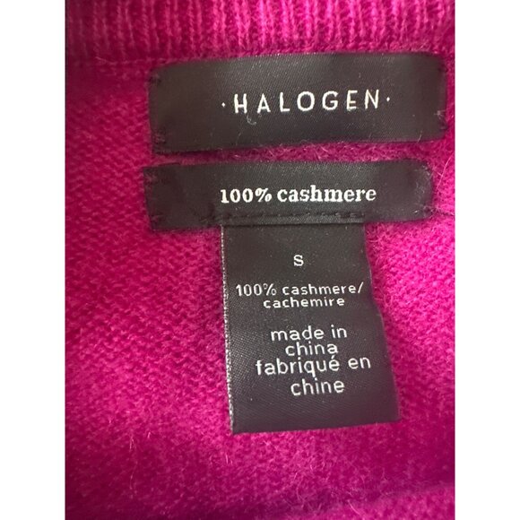 Halogen Womens 100% Cashmere Fuchsia Pink Long Sleeve Sweater Size S - Picture 2 of 5